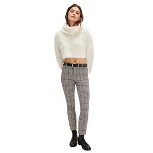 Free People Molly Slim Plaid Houndstooth Pants size 10 NWT